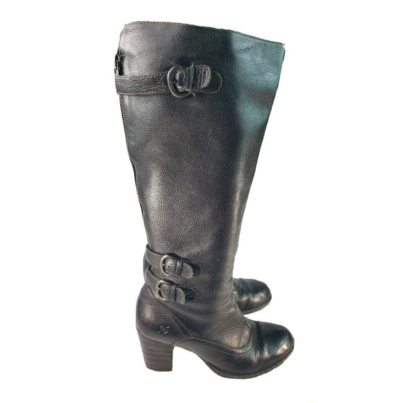 BornY2K 90s Boots women's black leather knee high block heel Size 10 M - Picture 3 of 8